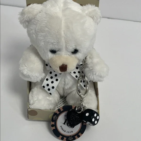NWOT Burton + Burton Bear with Polka Dot Bow & Keychain Charm Set - Picture 2 of 8
